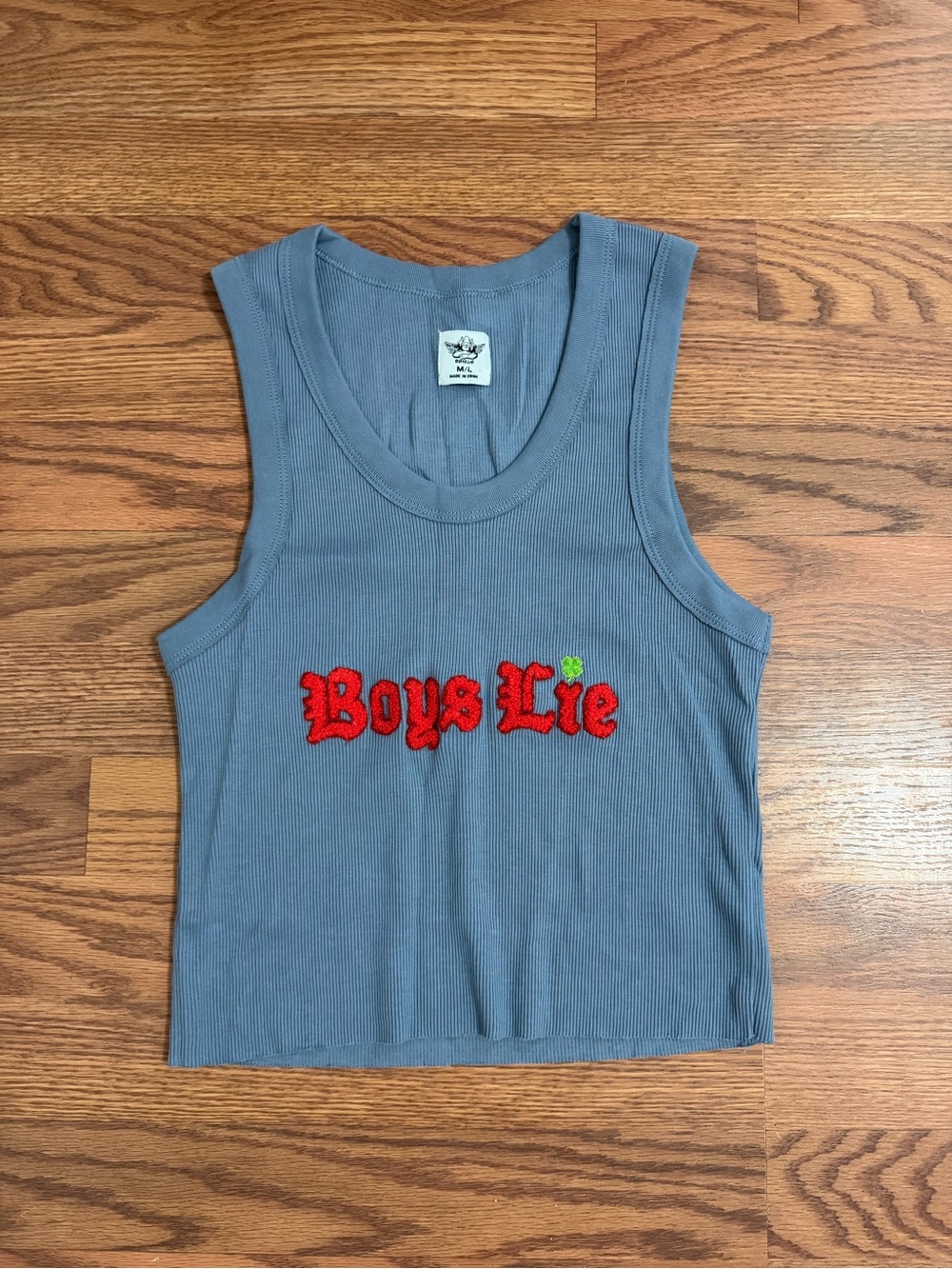 ribbed Boys Lie crop tank
